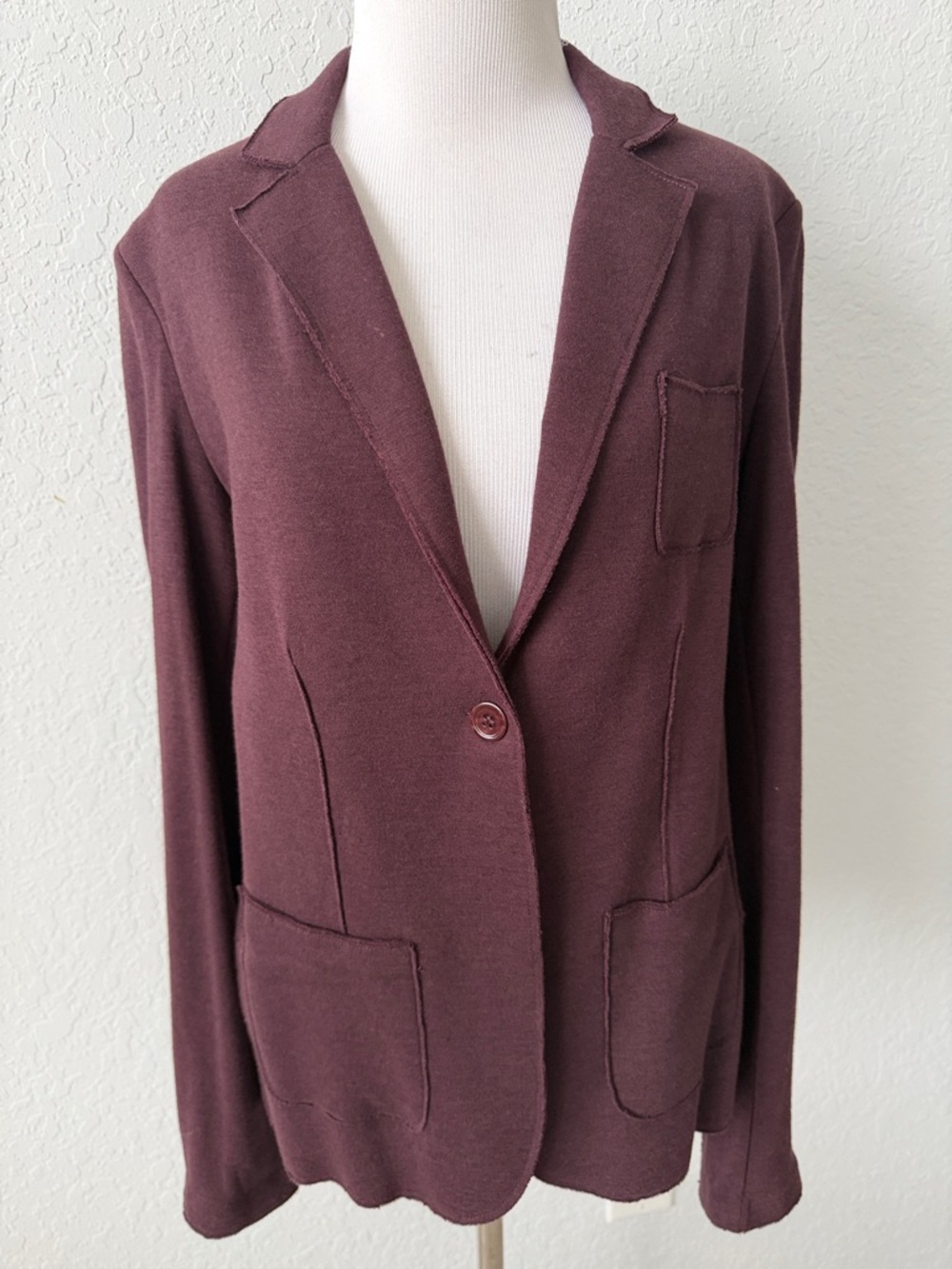 Majestic Paris for Neiman Marcus Plum cotton/cashmere Single-Button Blazer 3